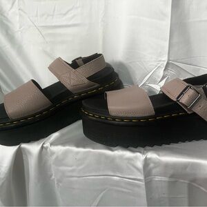 Dr. Martens Taupe Voss quad Platform Sandals